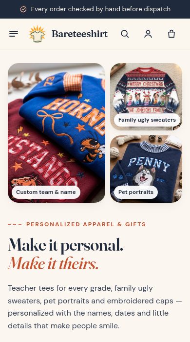 Bareteeshirt on mobile